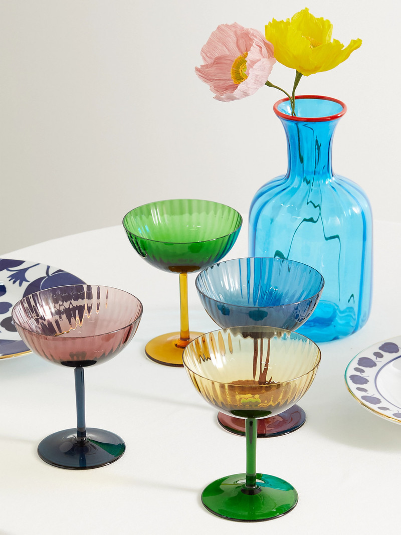 La DoubleJ Rainbow Set Of Four Murano Glass Champagne Coupes outlook
