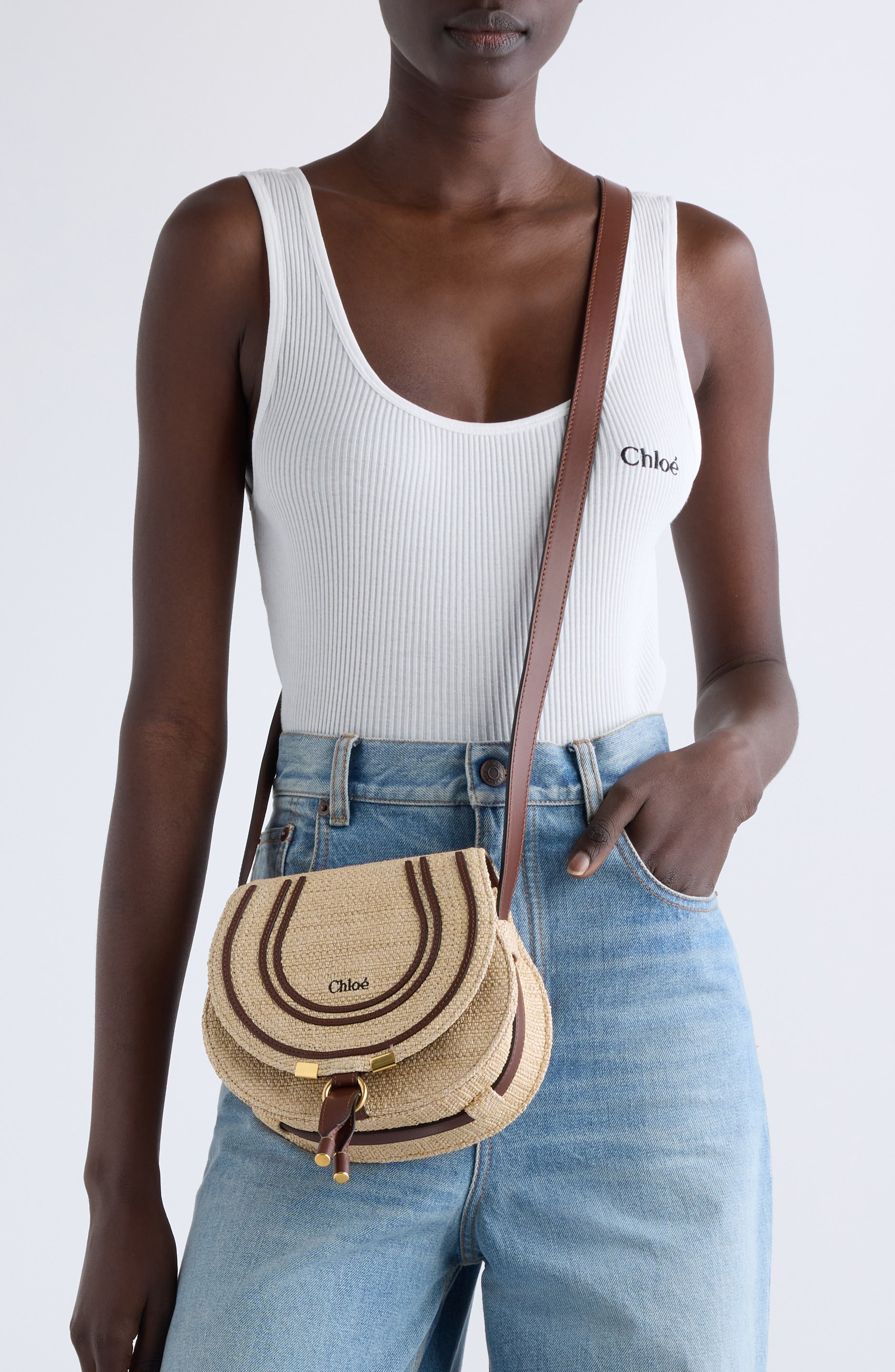 Chloé Small Marcie Woven Crossbody Bag in Hot Sand at Nordstrom - 2