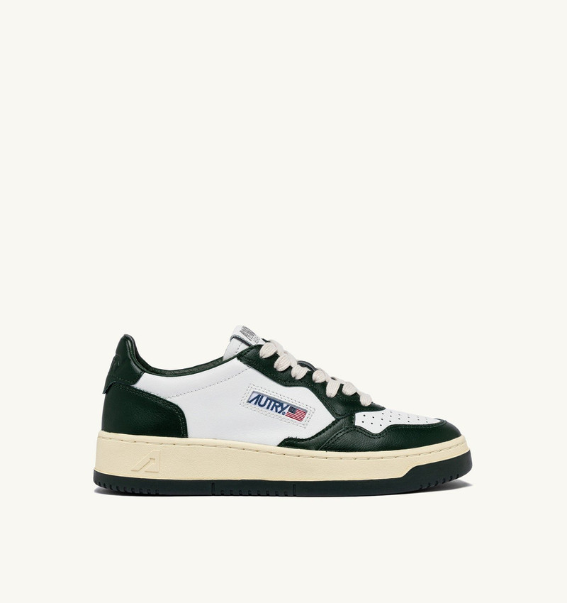 MEDALIST LOW BICOLOR SNEAKERS IN WHITE AND MOUNTAIN LEATHER - 1