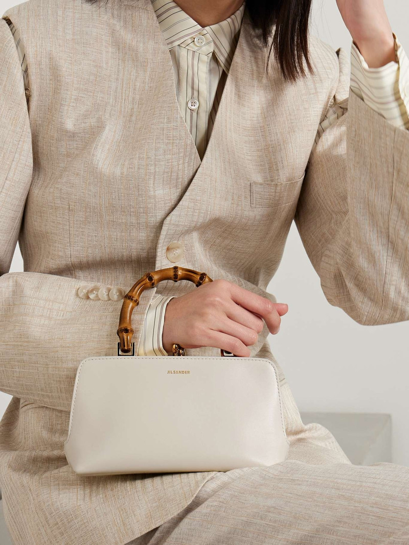 Jil Sander Goji mini bamboo-trimmed leather tote outlook