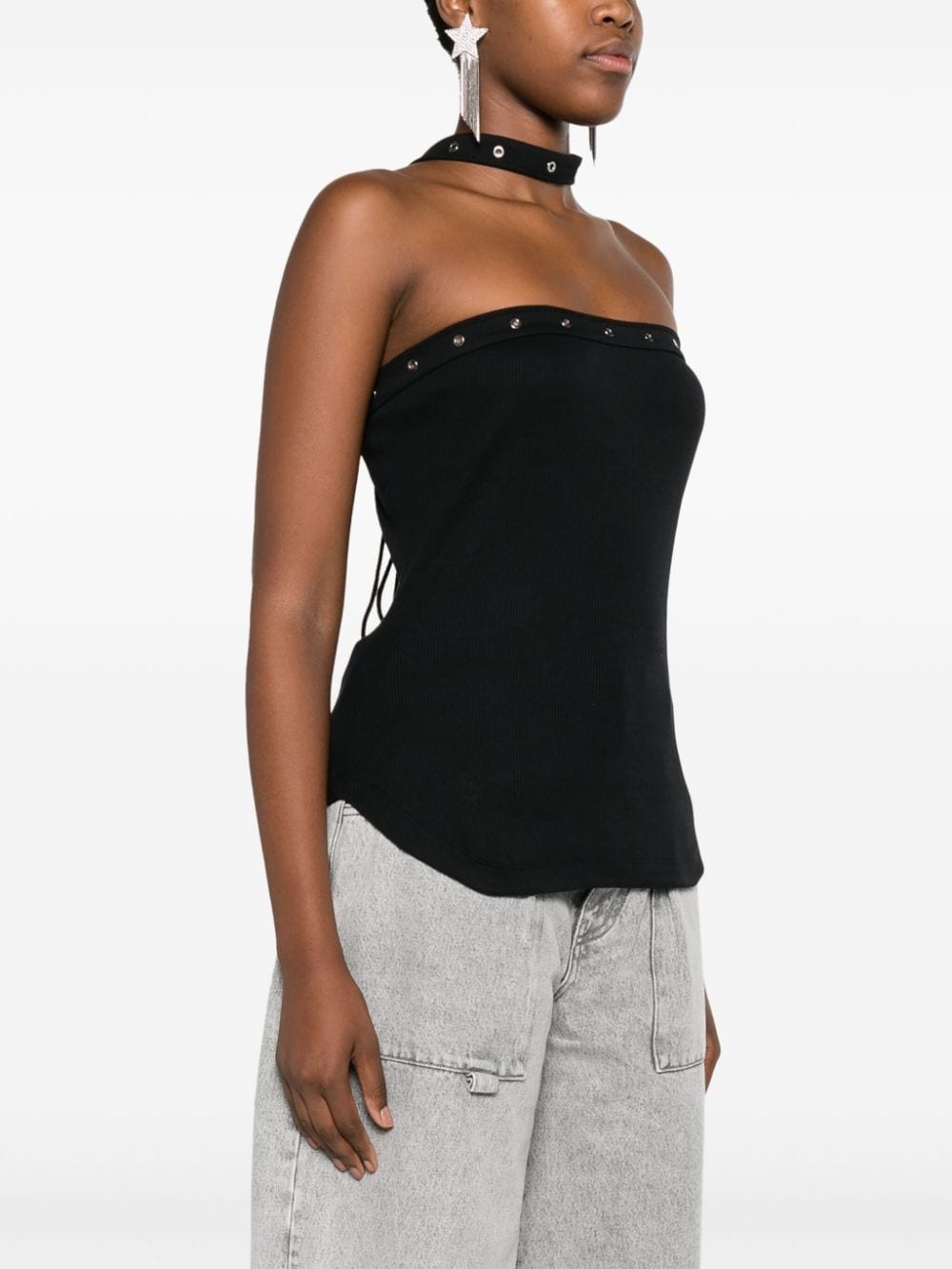 halterneck ribbed cotton tank top - 3
