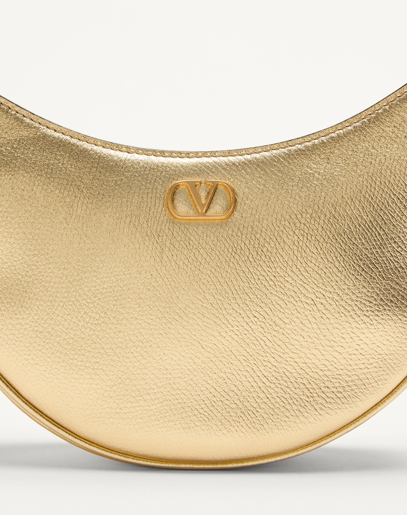 Valentino VLOGO SIGNATURE MINI HOBO BAG IN LAMINATED GRAINY CALFSKIN outlook