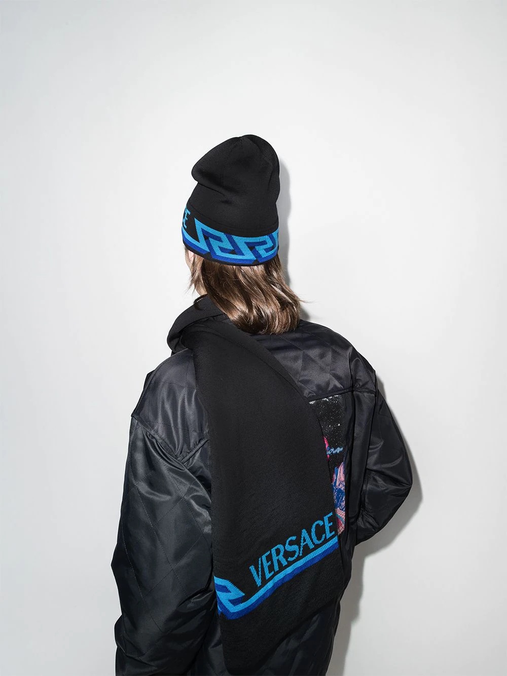 Greca-motif knitted beanie - 2