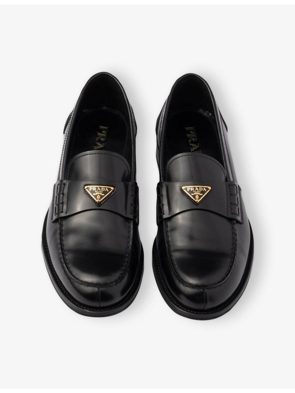 Triangle-logo brushed leather loafers - 2