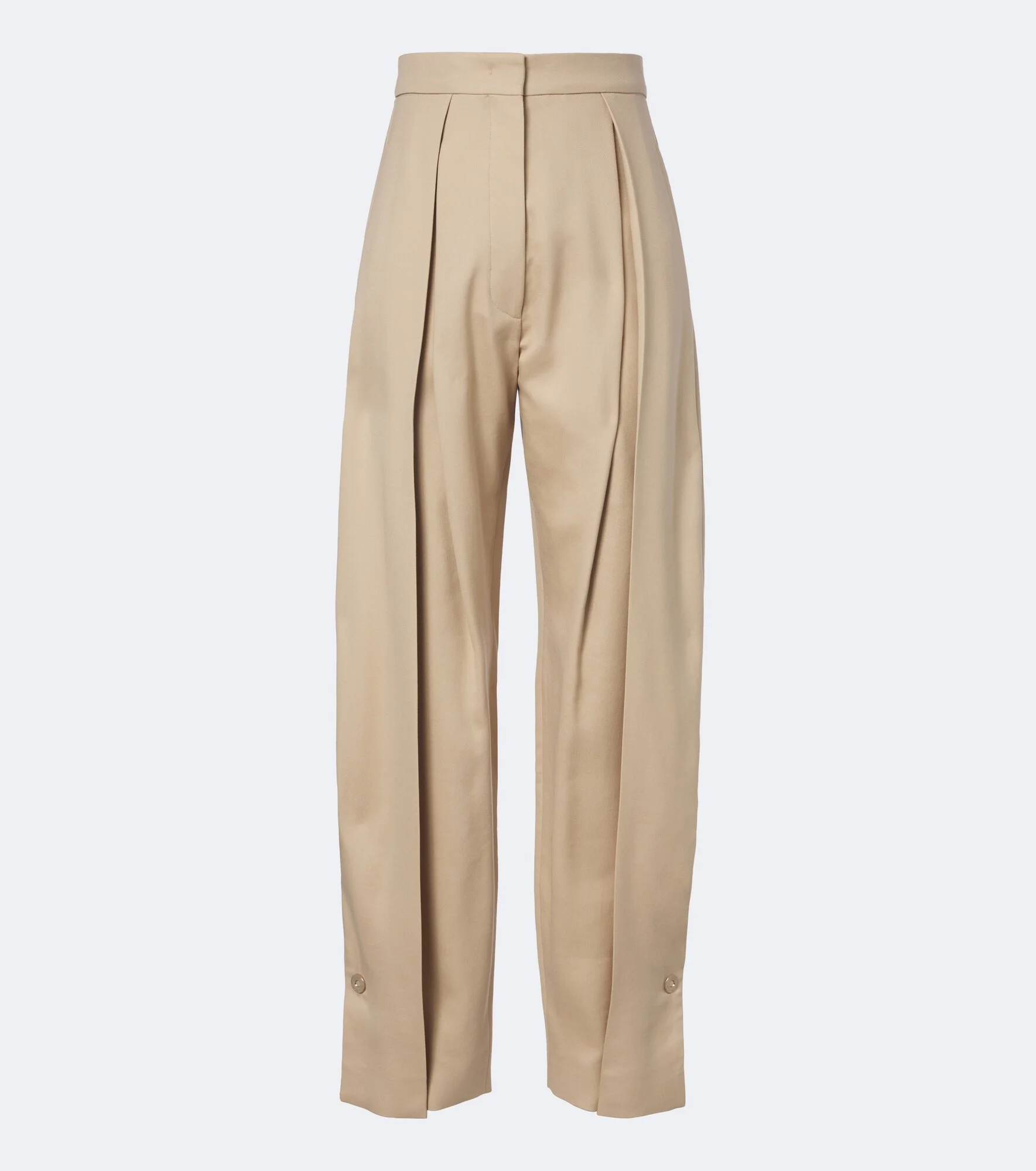 Pleated cotton-blend straight pants - 1