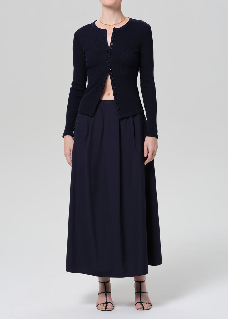 Emi Poplin Skirt In Navy - 1