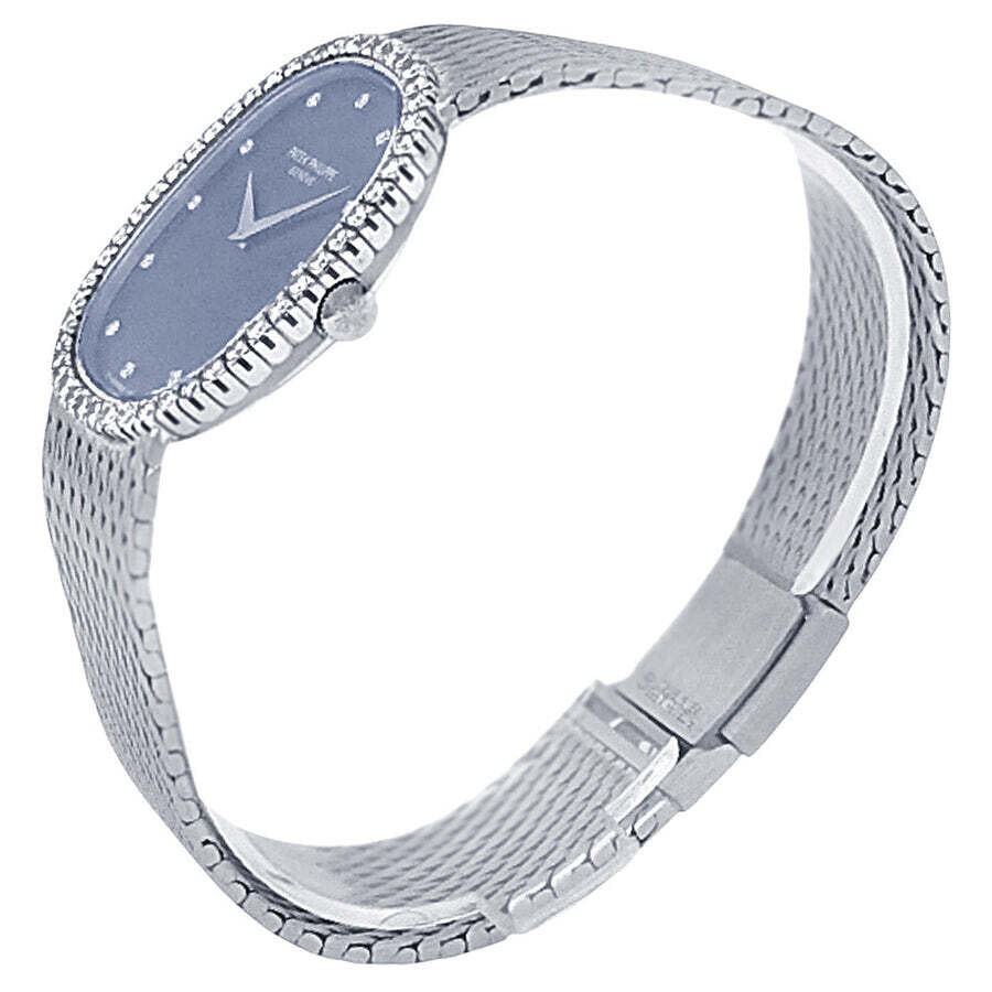 Pre-owned Patek Philippe Golden Ellipse Hand Wind Diamond Blue Dial Men's Watch 3748/009 - 2