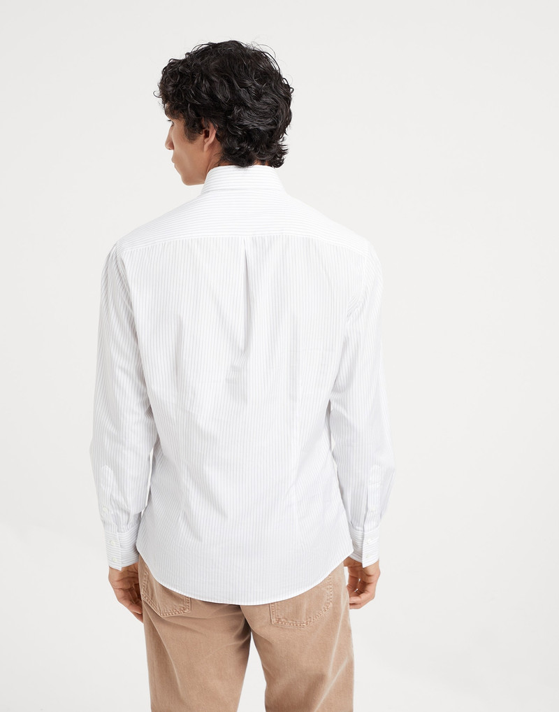 Brunello Cucinelli Pinstripe slim fit shirt with button-down collar outlook