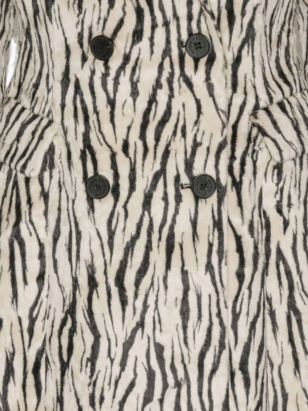 zebra-print double-breasted coat - 5