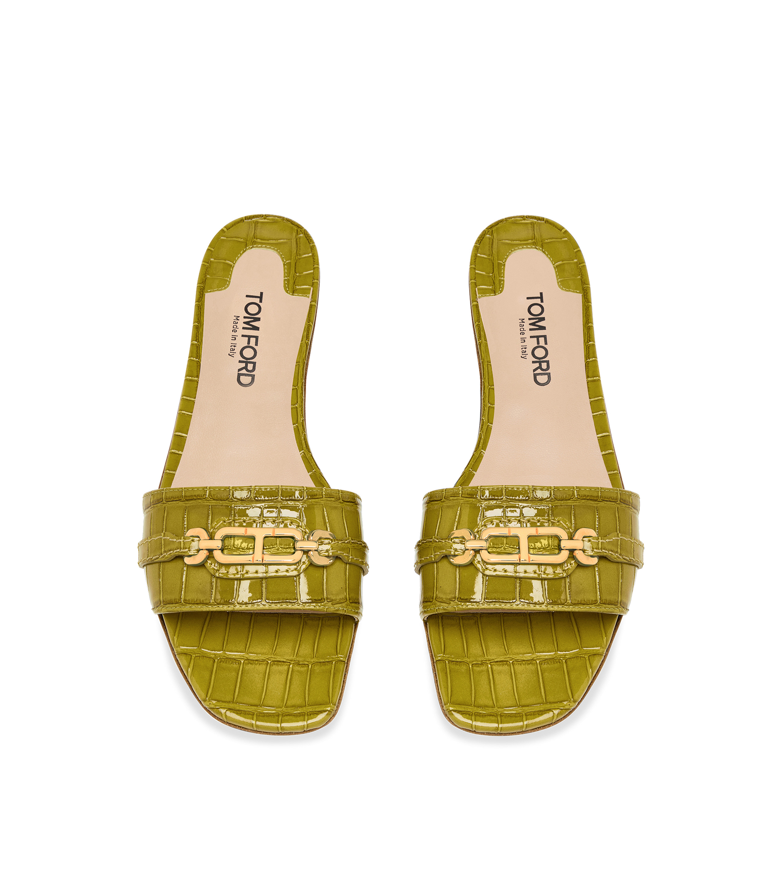 STAMPED CROCODILE LEATHER WHITNEY SLIDE - 4
