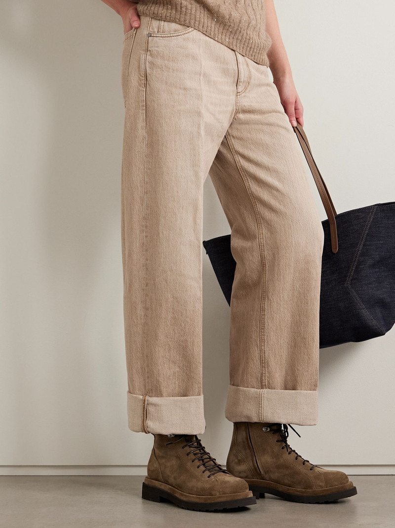 Brunello Cucinelli Bead-embellished suede boots Chocolate outlook