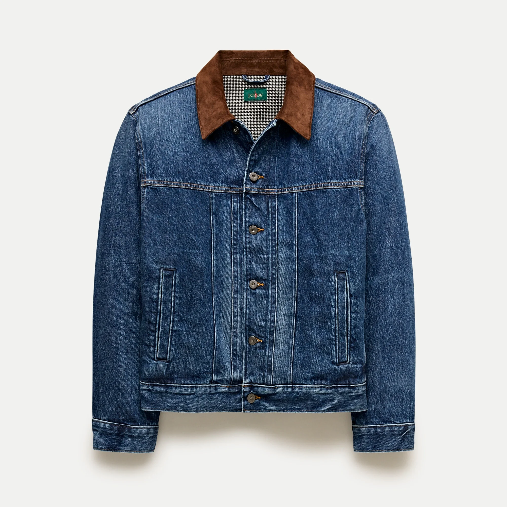 Suede-collar lined denim jacket - 1
