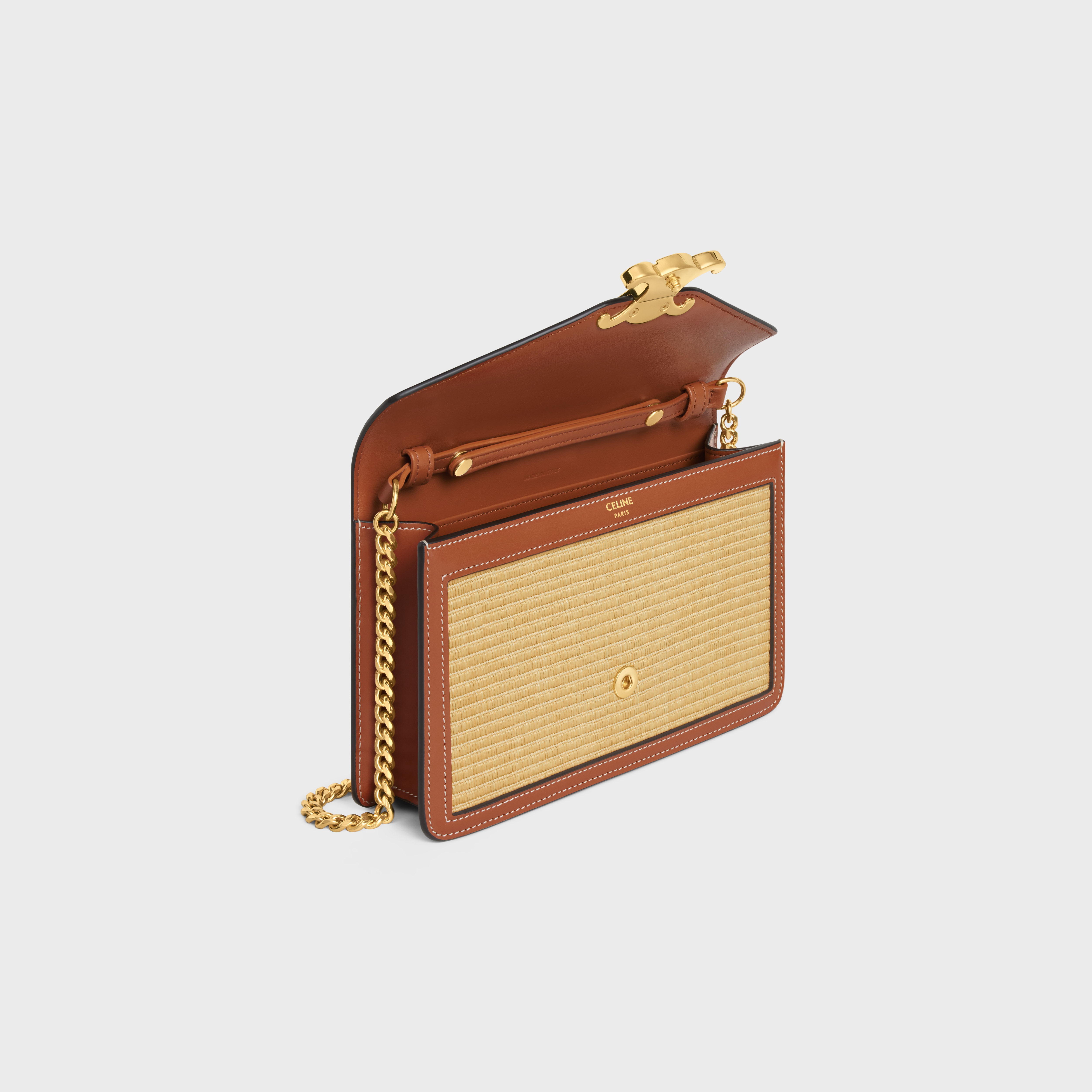 WALLET ON CHAIN MARGO in RAFFIA EFFECT TEXTILE and calfskin - 4