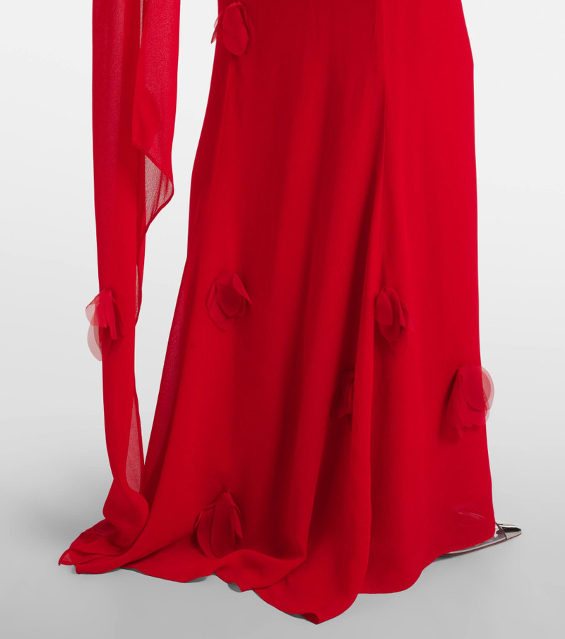 Floral-appliqué scarf-detail gown 5