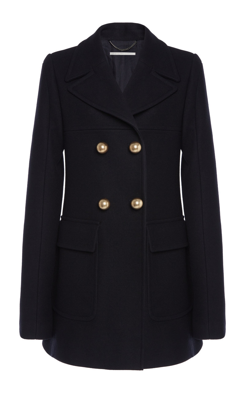Short Wool Double-Breasted Coat black - 1