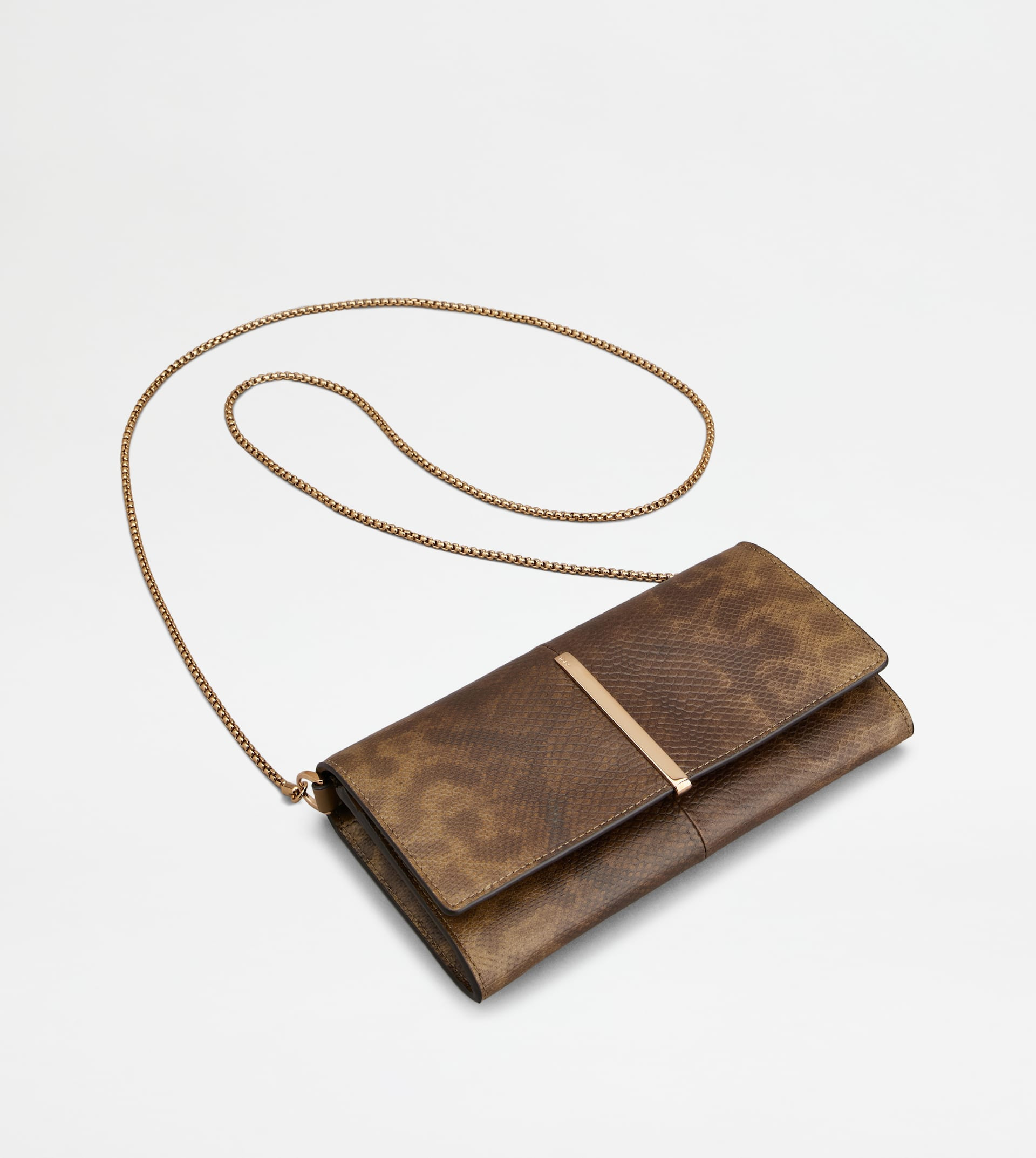 WALLET IN REPTILE WITH SHOULDER STRAP - BROWN - 4