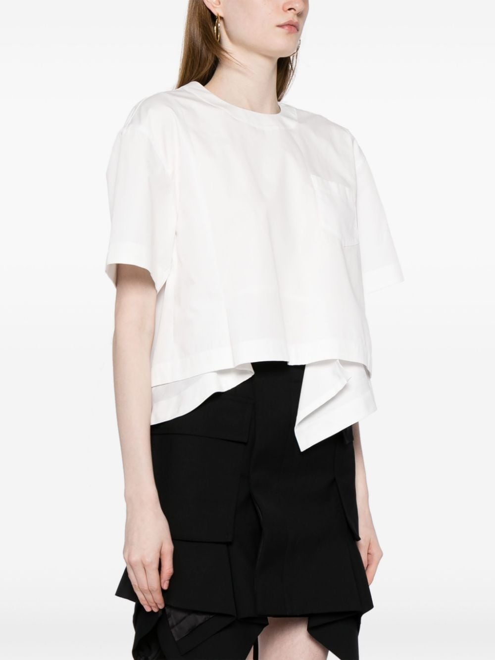 draped short-sleeve blouse - 3