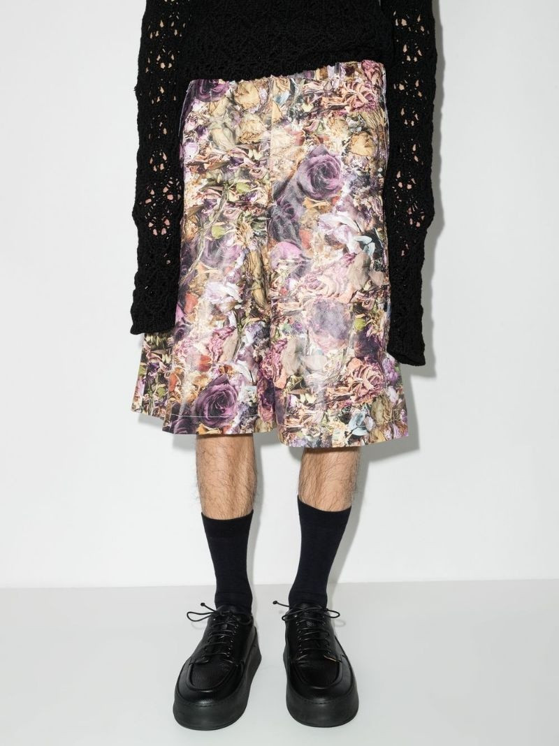 Comme des Garçons Homme Plus floral-print Bermuda shorts outlook