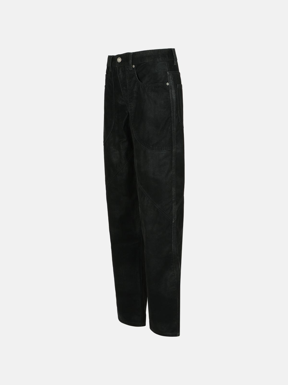 'KELVINA' BLACK FAUX LEATHER PANTS - 2