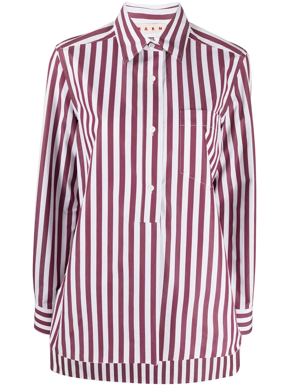 stripe pattern button up shirt - 1