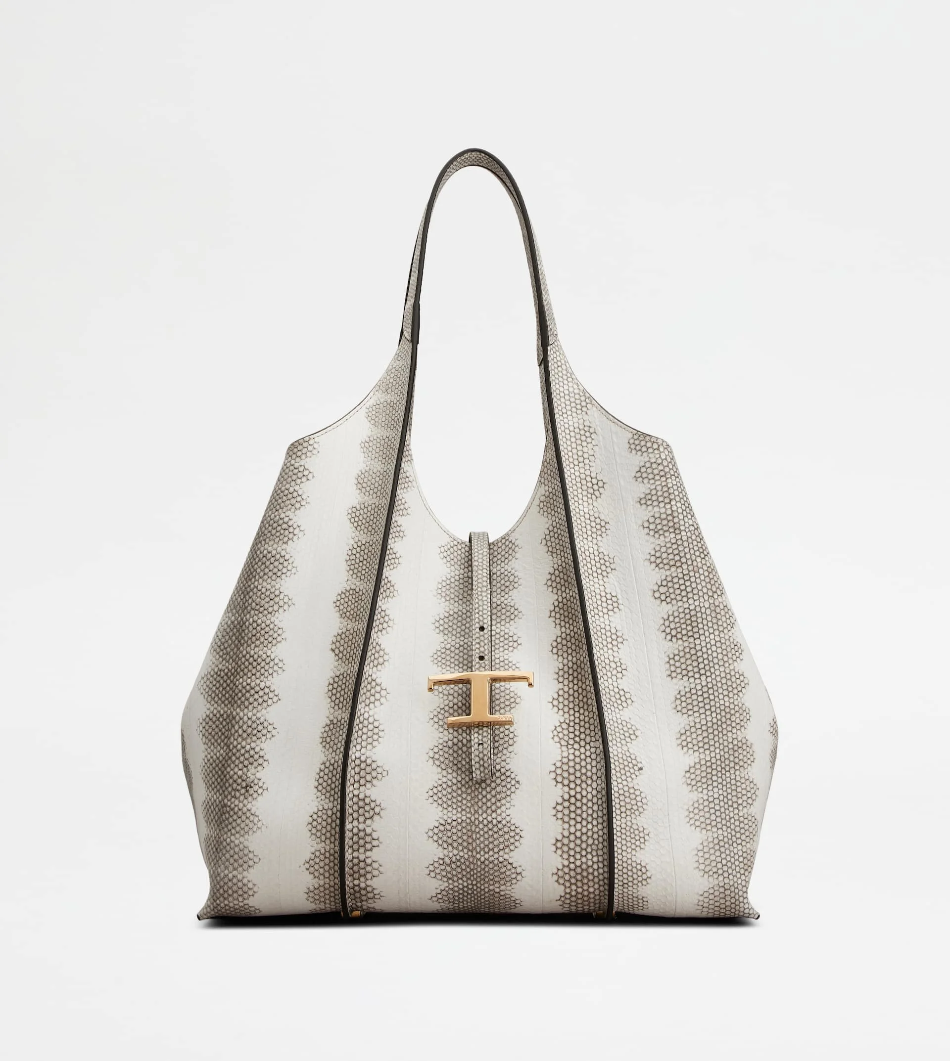 T TIMELESS SHOPPING BAG IN REPTILE MEDIUM - BEIGE - 1