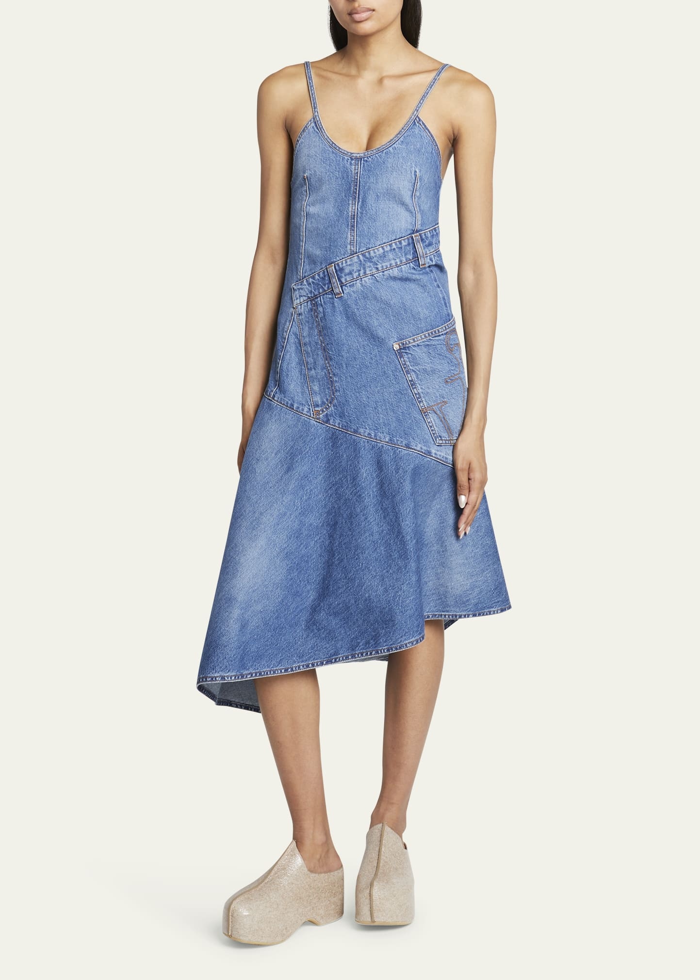 Sleeveless Twisted Denim Midi Dress - 2