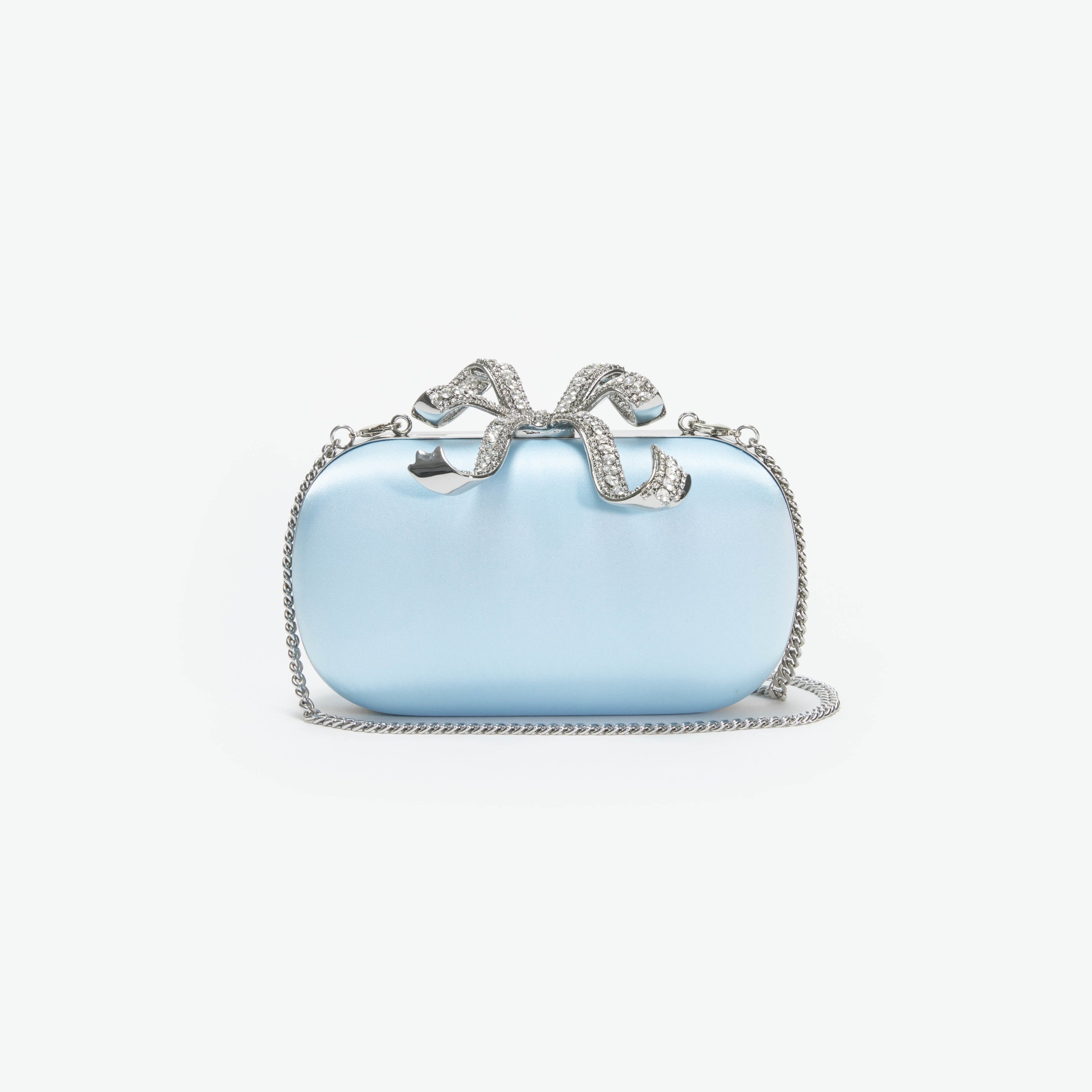 Blue Satin Bow Clutch - 4