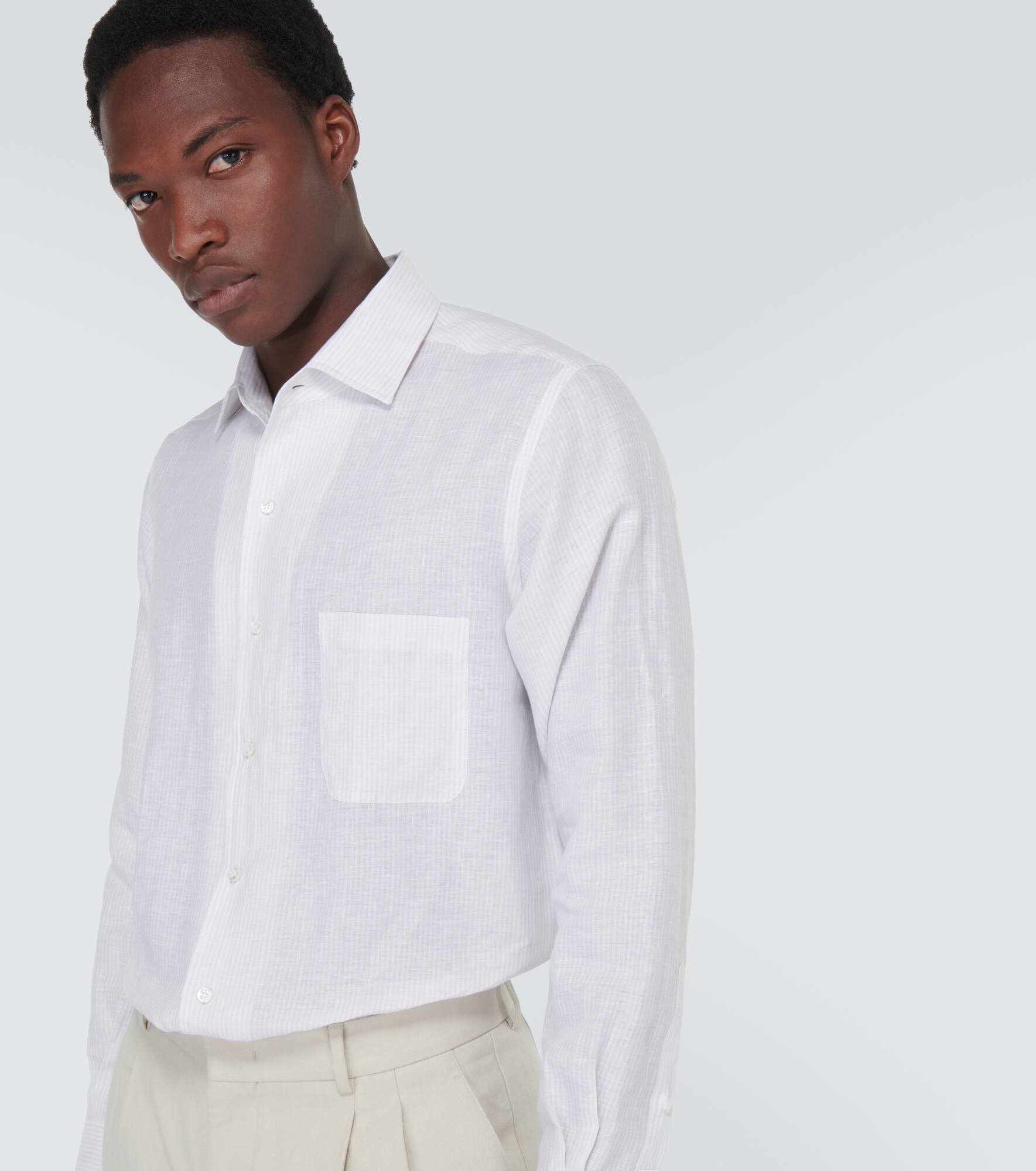 André striped linen shirt - 5
