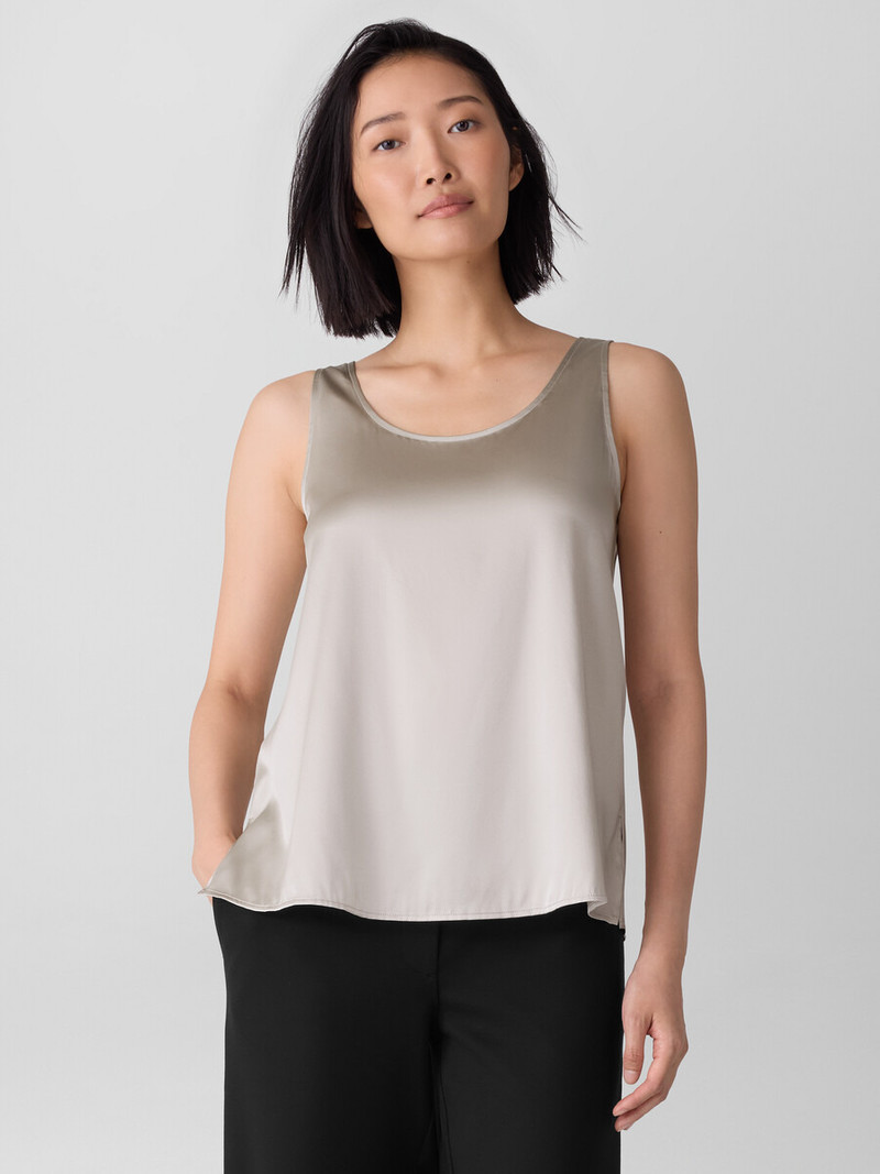 Stretch Silk Charmeuse Scoop Neck Tank 3