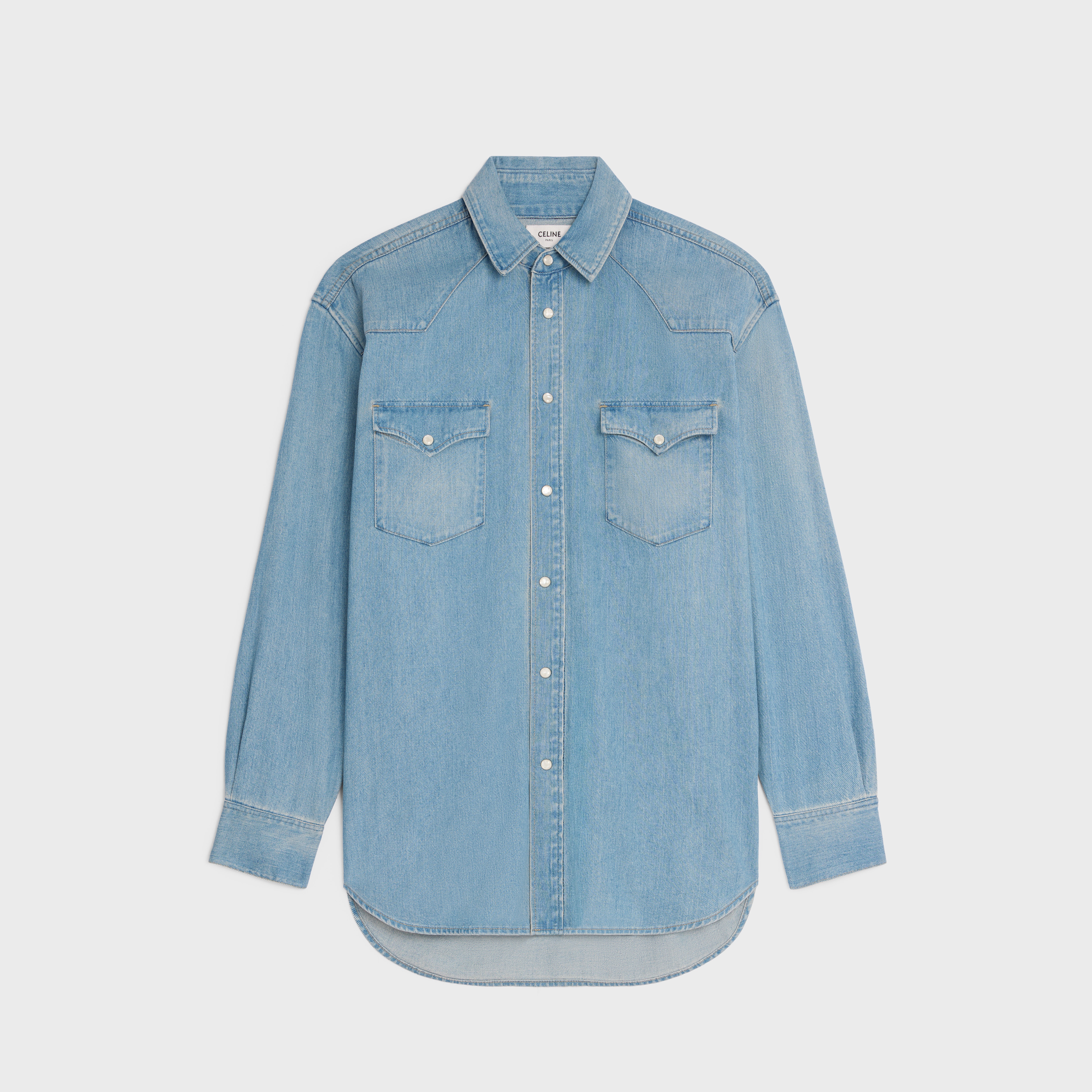 shirt in vintage stone indigo denim - 1