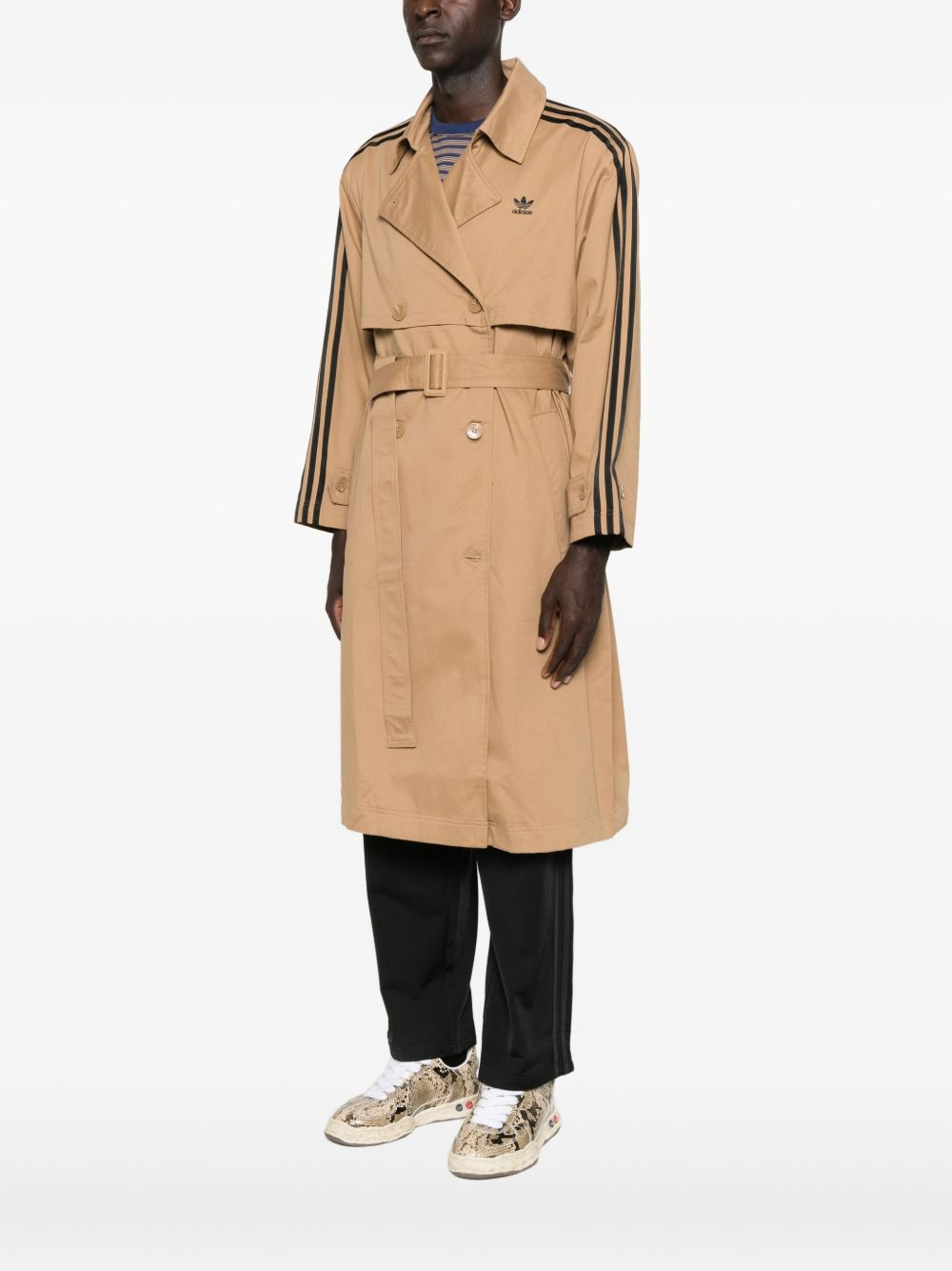 three-stripe belted trench coat - 3