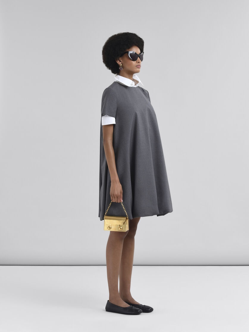 SHORT GREY WOOL DRESS WITH MARNI SYMBOL - 6