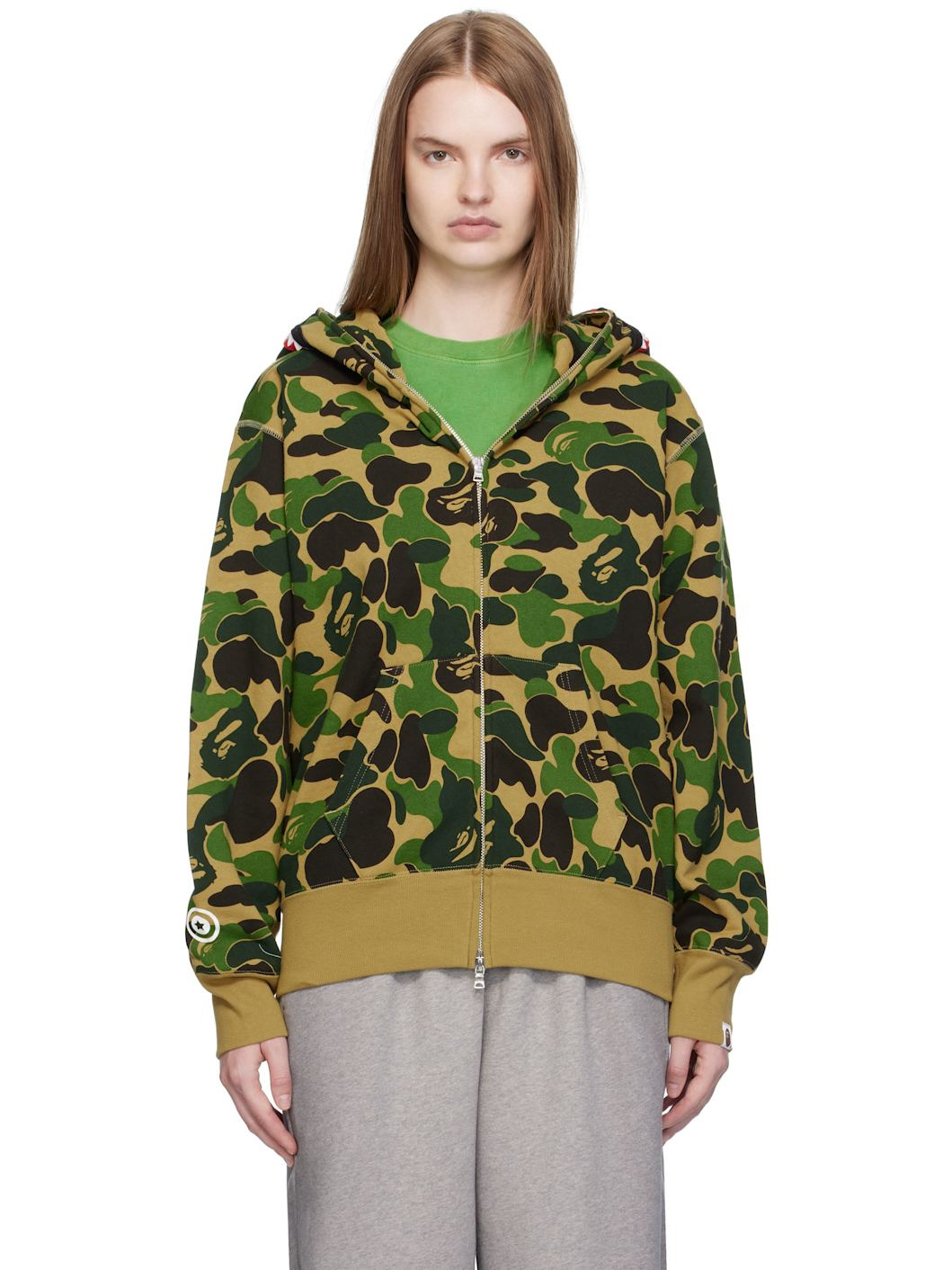 Khaki ABC Camo Shark Full Zip Hoodie - 1