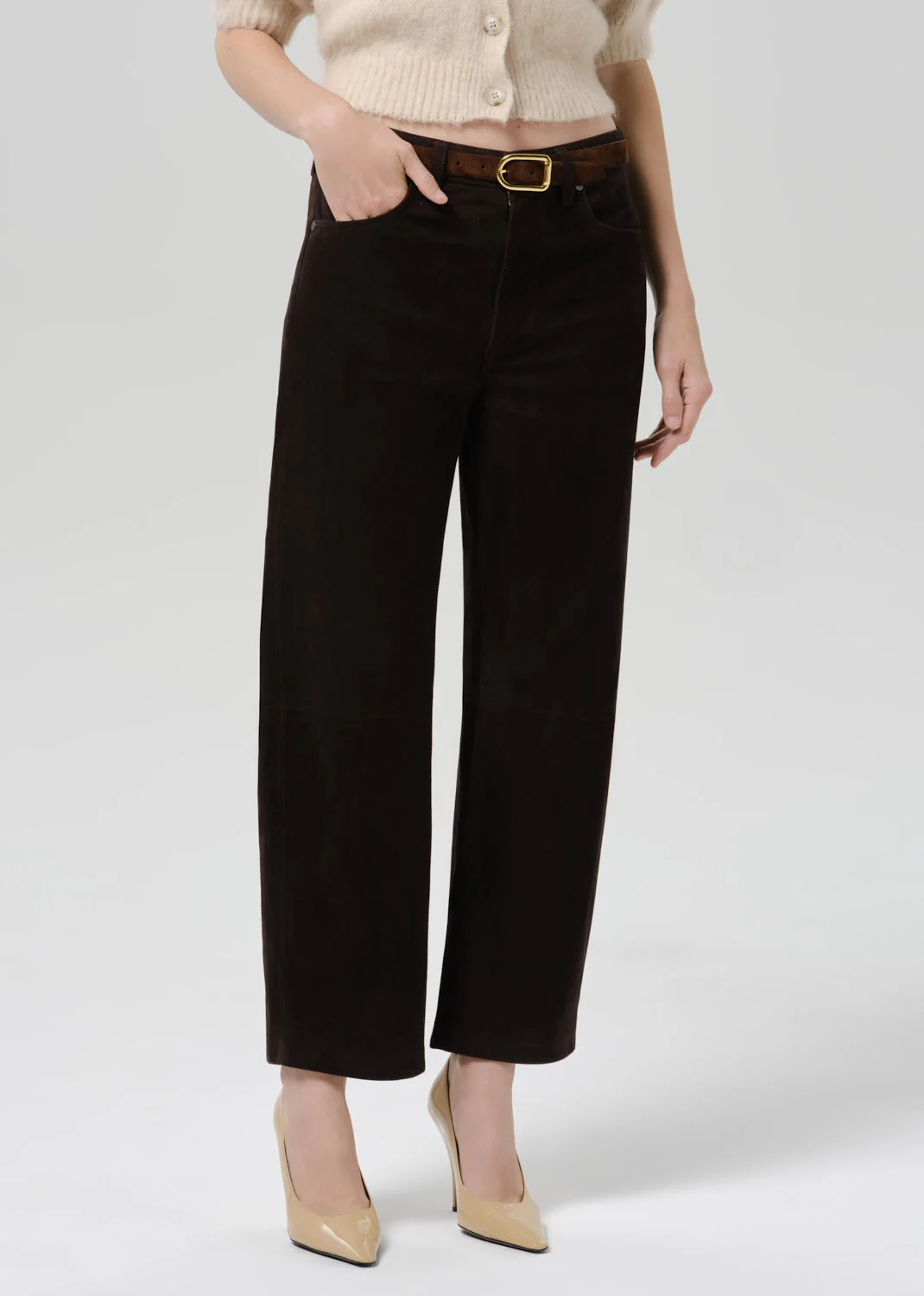 Miro Relaxed Suede Pant In Chocolate - 1