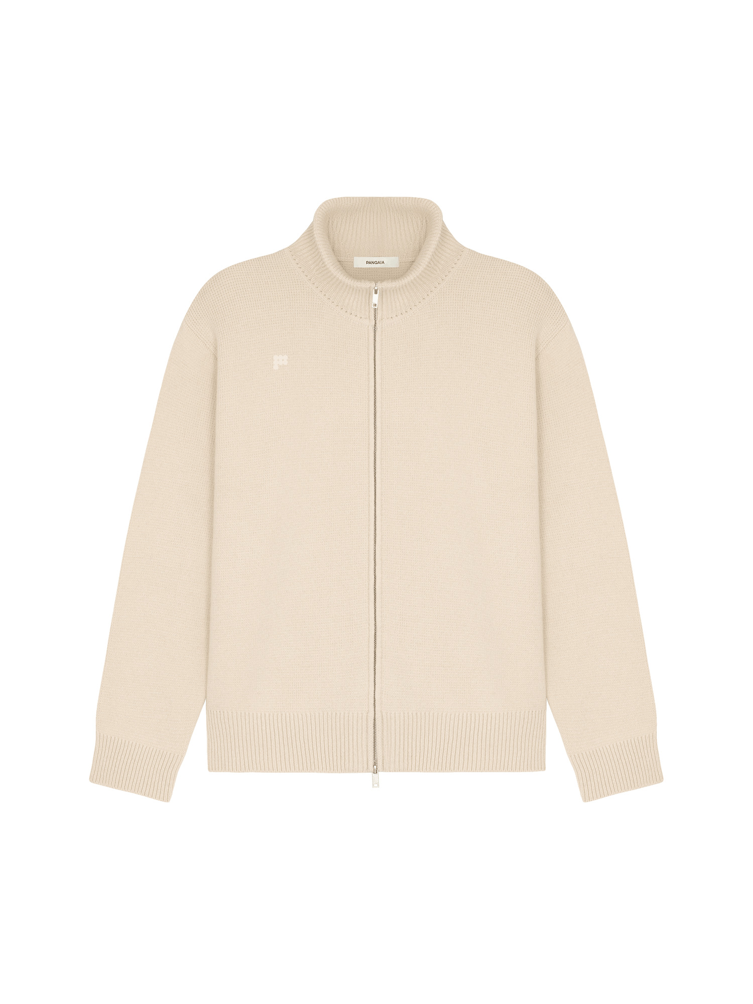 Mens DNA Recycled Cashmere Zip Up Sweater - Ecru Ivory - 1