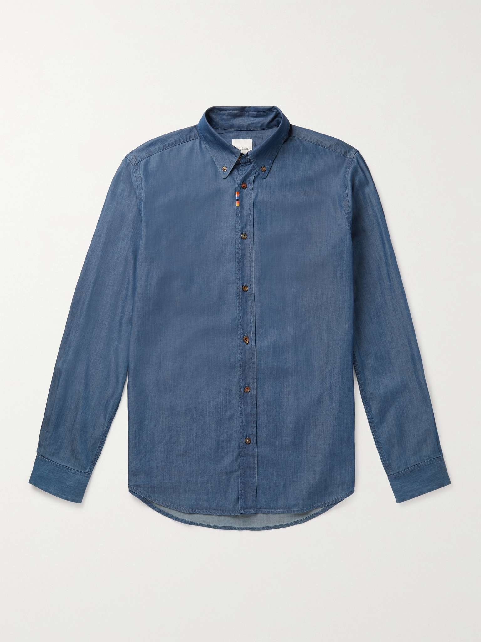 Button-Down Collar Cotton and TENCEL-Blend Chambray Shirt - 1