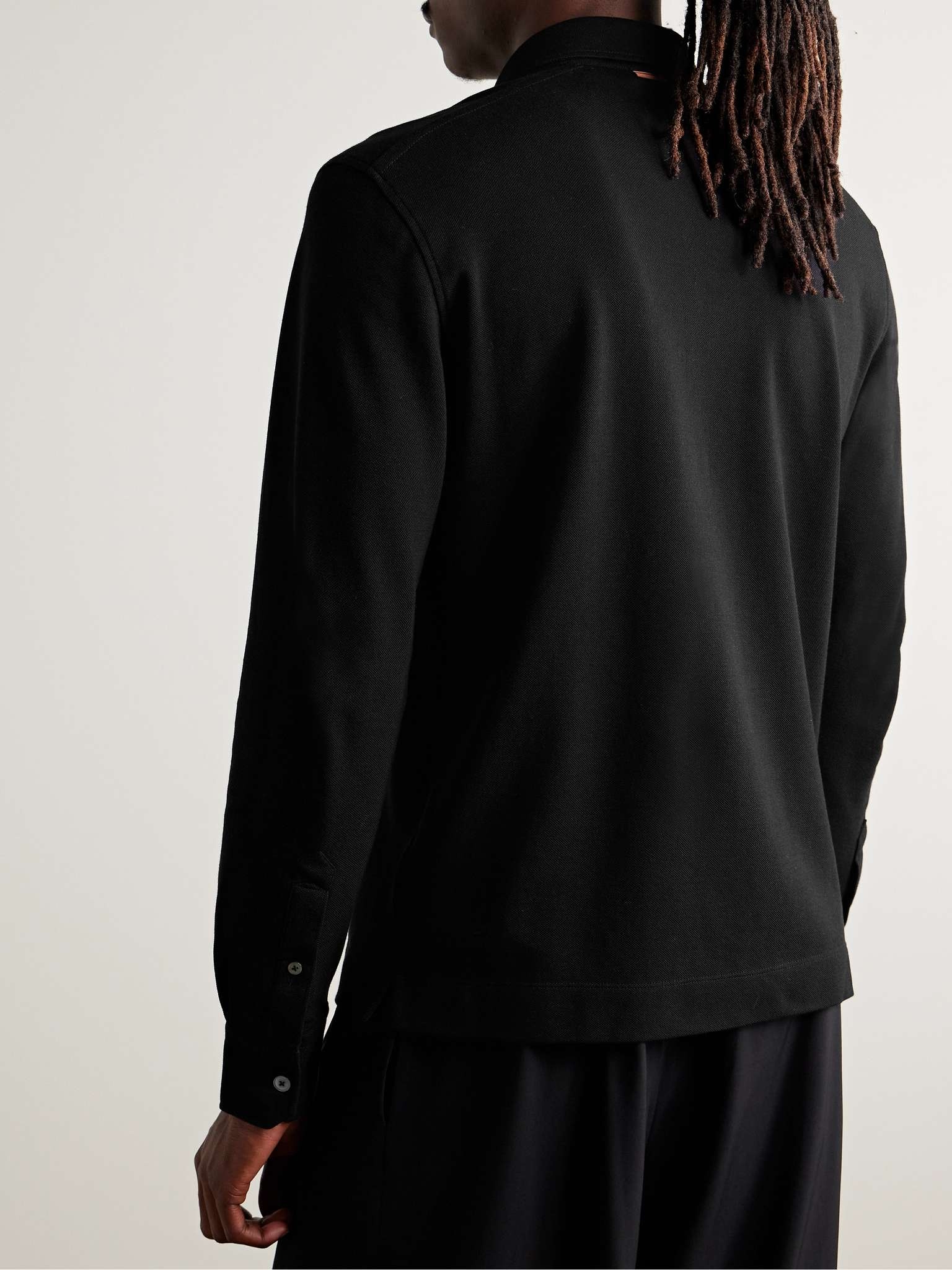 Slim-Fit Suede-Trimmed Cotton-Piqué Polo Shirt - 4
