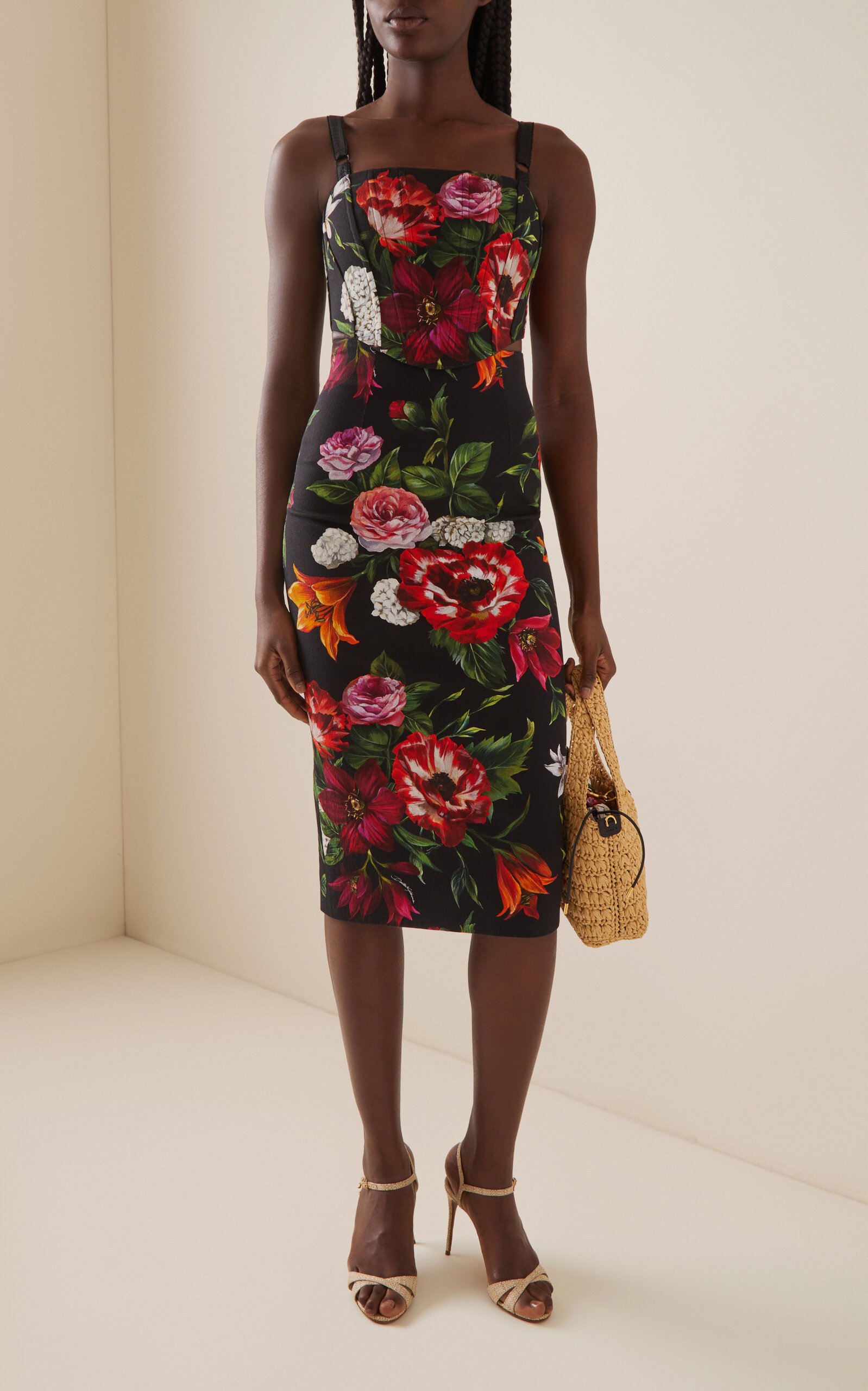 Floral-Printed Cotton Poplin Midi Pencil Skirt floral - 2