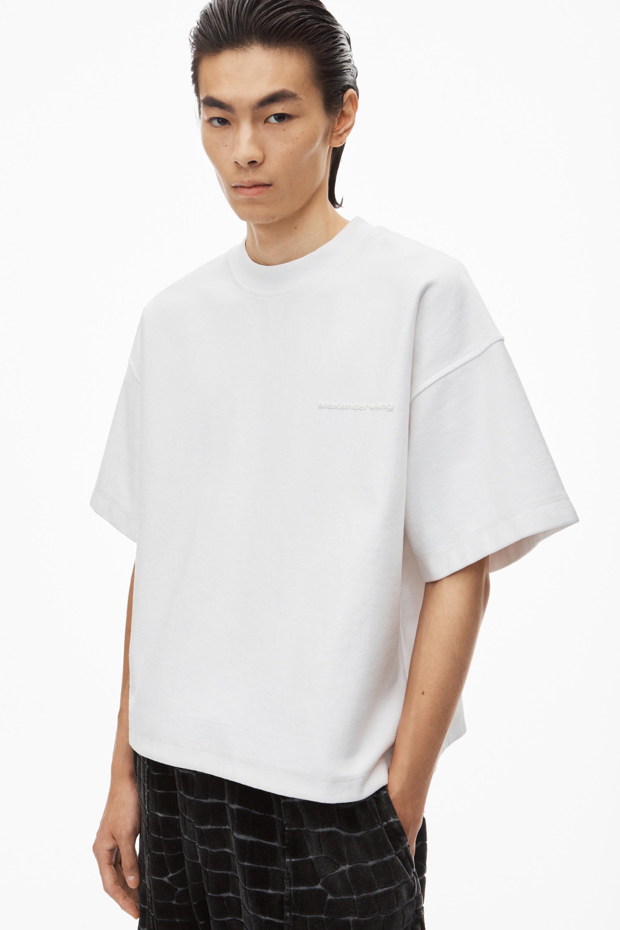 puffed logo oversize tee in cotton - 3