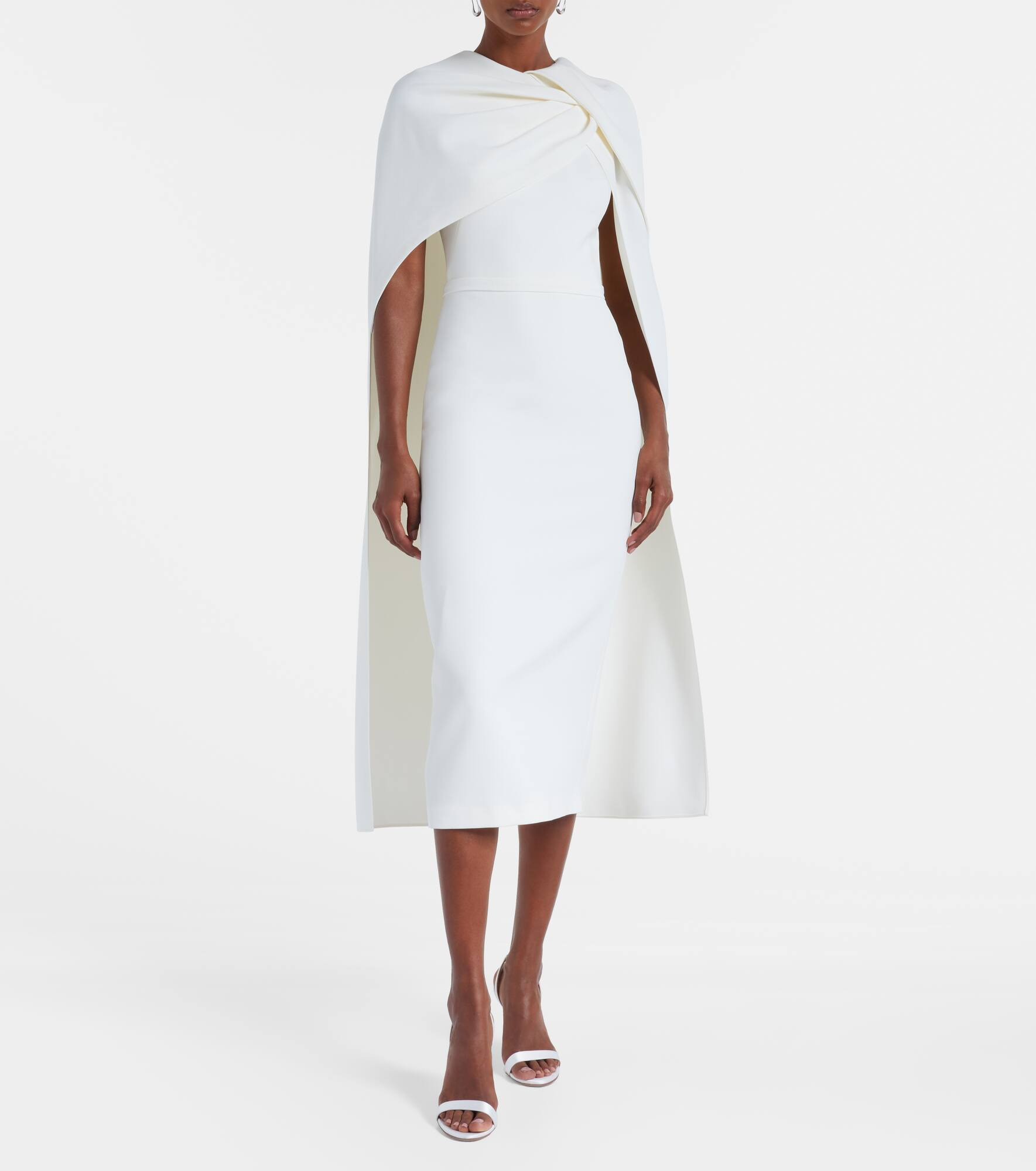 Bridal Oria caped crêpe midi dress - 2