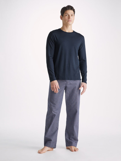 Derek Rose Men's Long Sleeve T-Shirt Basel Micro Modal Stretch Navy outlook