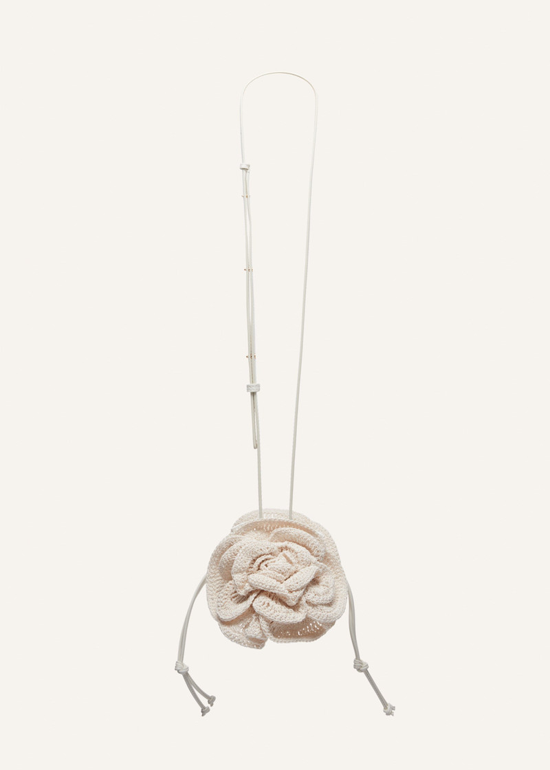 Magda bag pearl strap in cream crochet 3