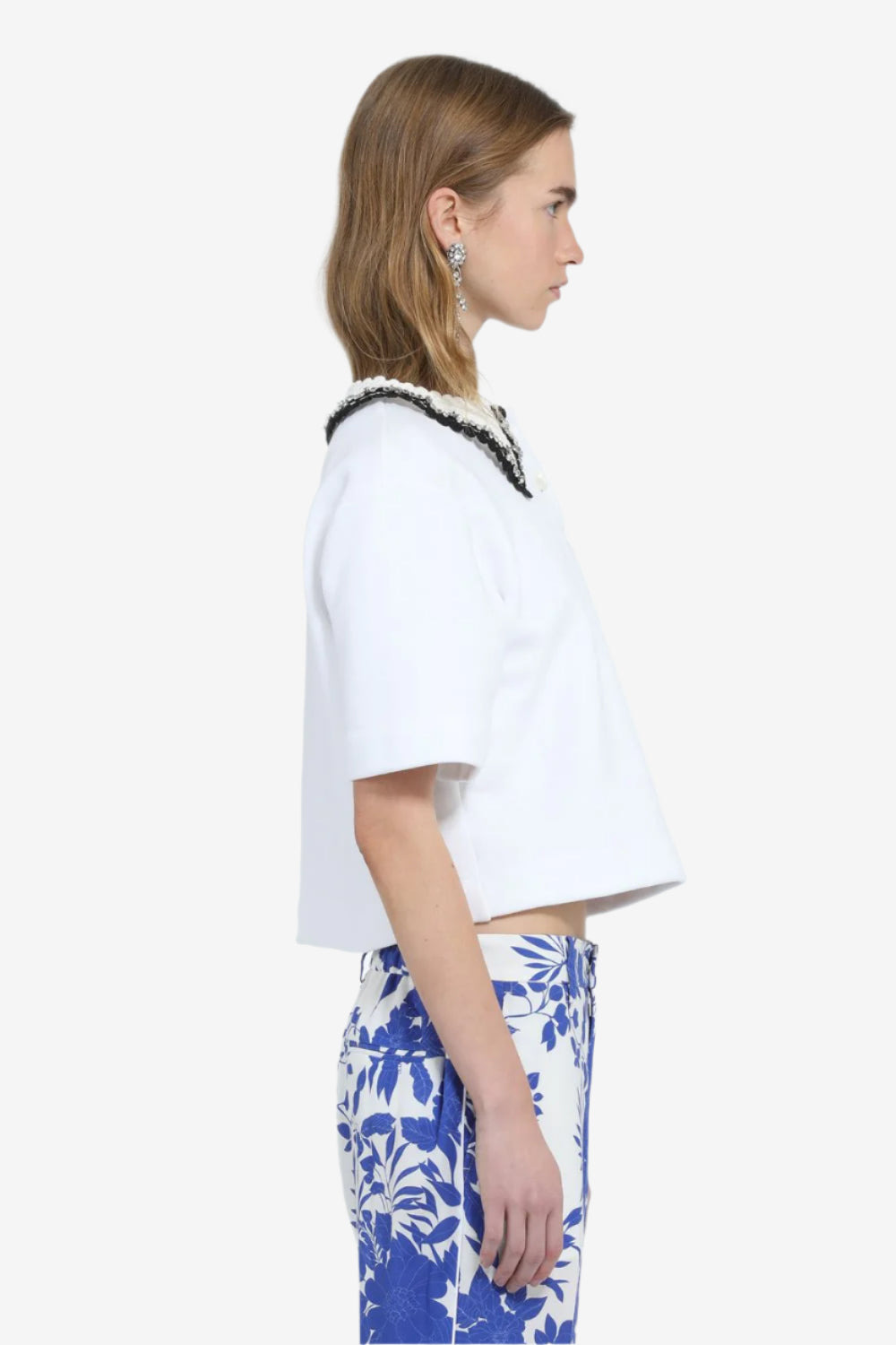 CROP POLO WITH EMBROIDERED COLLAR - 3