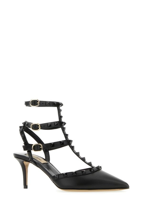 Black leather Rockstud pumps - 2