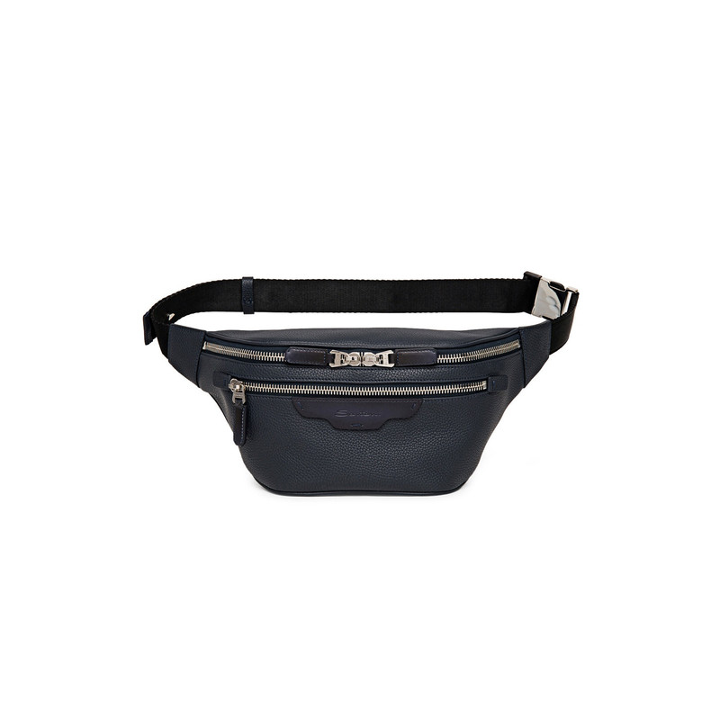 Blue tumbled leather belt bag 1