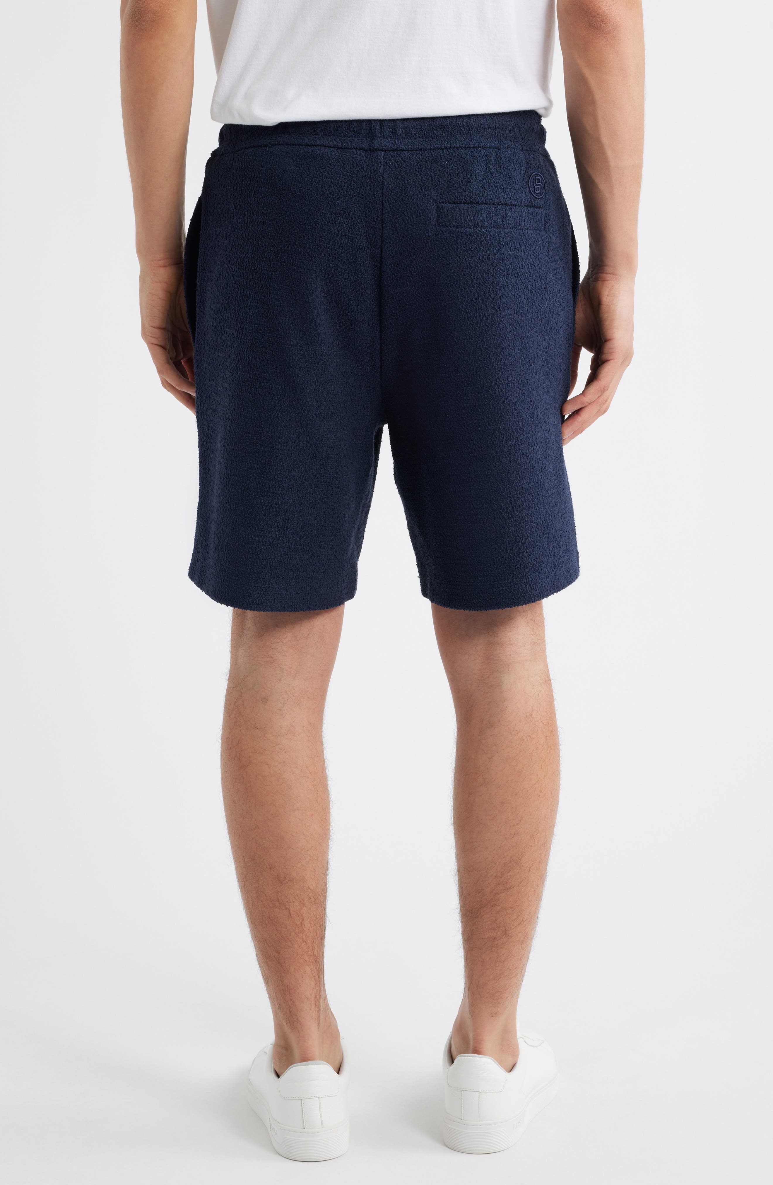 BOSS Leoni Drawstring Cotton Terry Cloth Shorts in Dark Blue at Nordstrom - 2