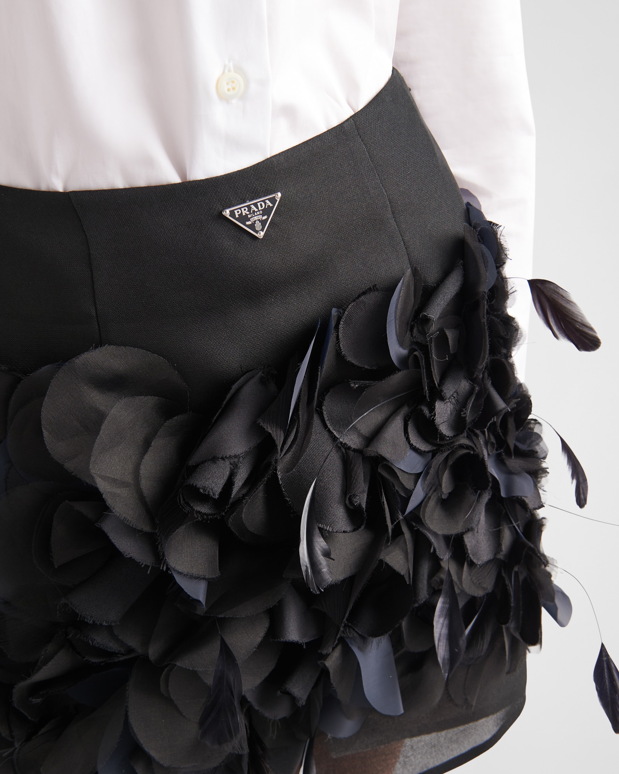 Crystal-embellished tulle miniskirt in black - Prada