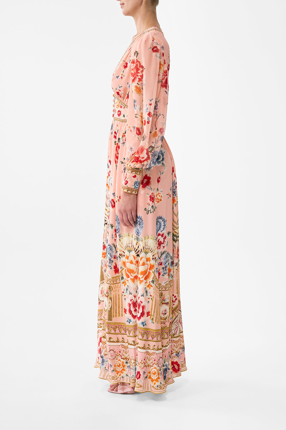 SHAPED WAISTBAND DRESS WITH GATHERED SLEEVES - 4