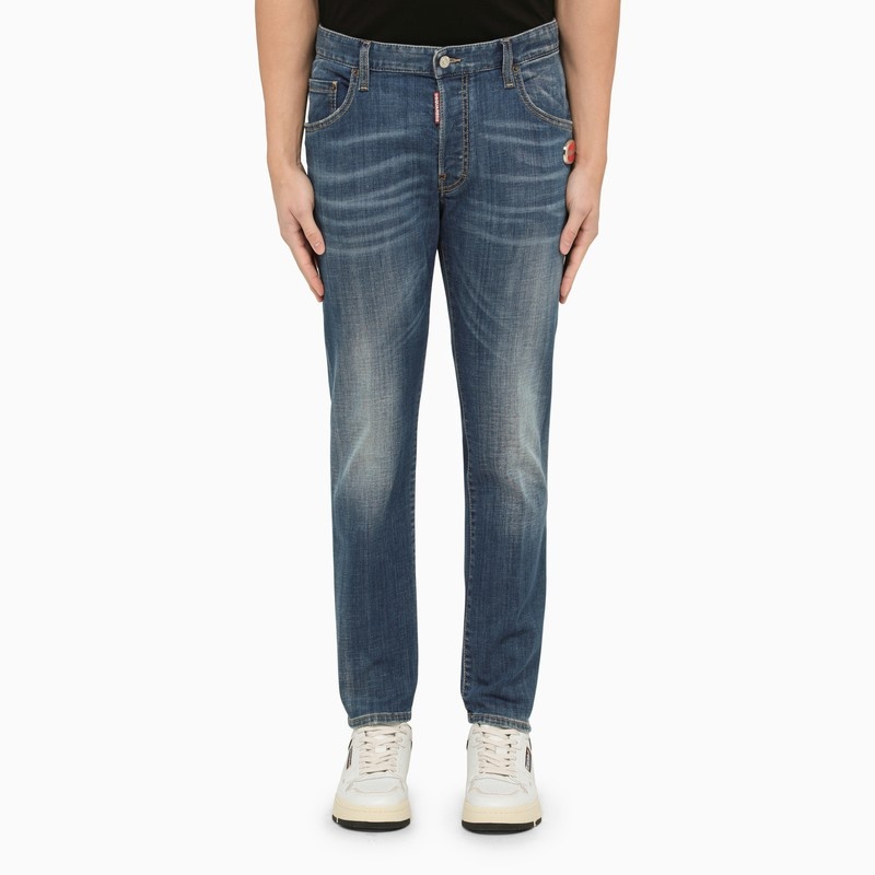 Regular blue washed denim jeans - 1