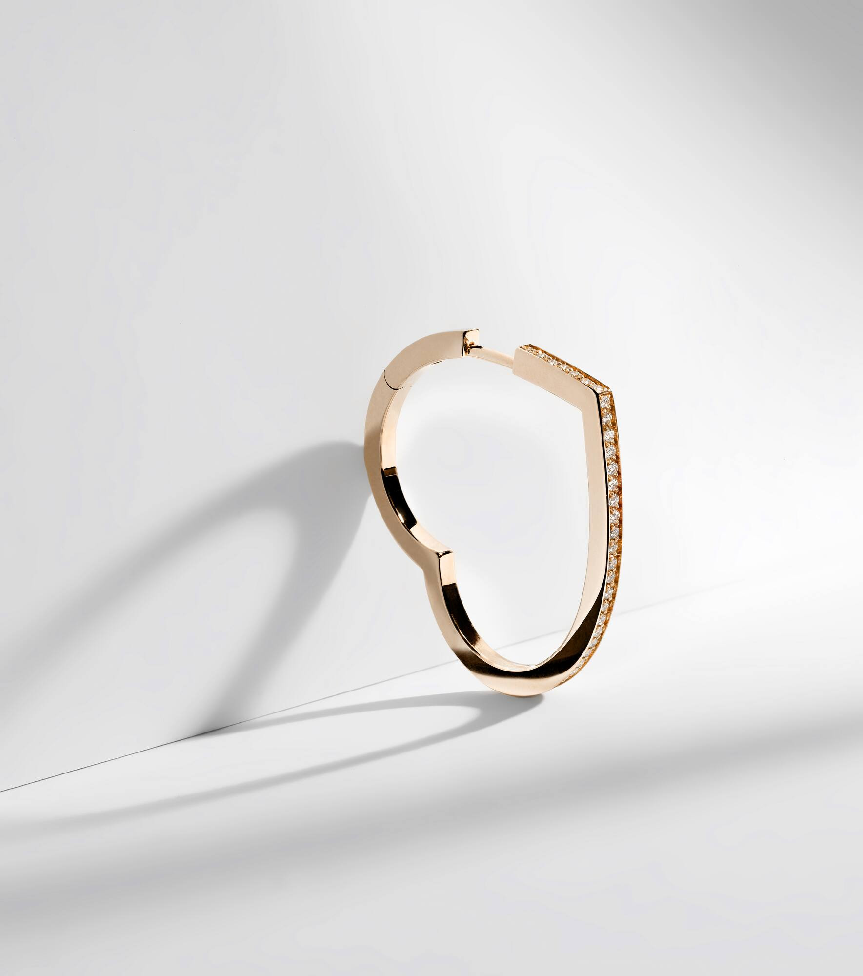 Antifer Heart Large 18kt rose gold single hoop earring with diamonds - 5